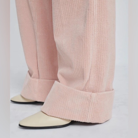 NWT 7 for all Mankind Corduroy Easy Trouser pink Sz 31  wide leg cuff - Picture 2 of 11